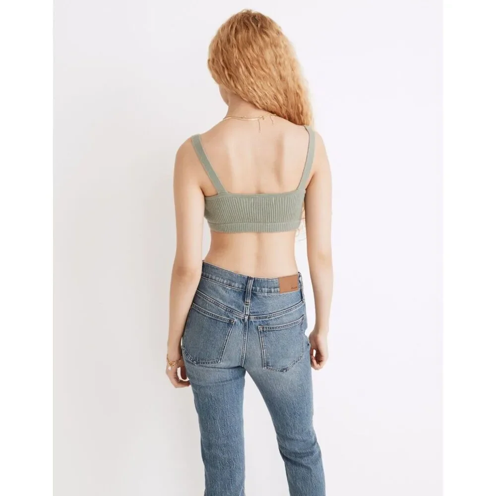 Madewell ReSourced Cashmere Bralette Frosted Willow Size L NWT Wool